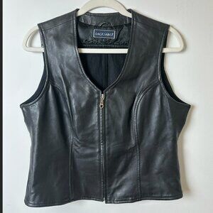 Black Saguaro Genuine Leather Zip Up Vest